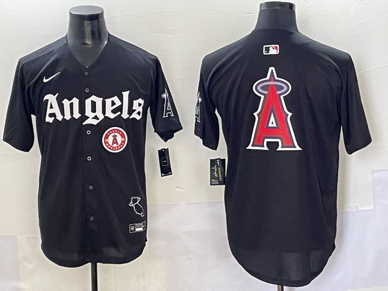Men 2025 Los Angeles Angels Blank Black Five generations Joint Name Nike MLB Jersey style 20